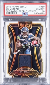 2019 Panini Select Rookie Swatches Prizm Relic White #RS9 DK Metcalf Jersey Rookie Card (#65/75) - PSA GEM MT 10